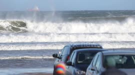 Storm Denis - Large Waves Approaching Beach