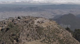 People from Xela praying on the summit of volcano Santa Maria