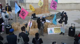 Extinction Rebellion protest against French cement company in Paris