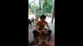 Uncomfortable footage shows man peel coconut with his bare TEETH in under one minute