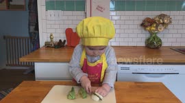 Learn safety with adorable two-year-old cooking guru