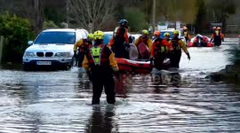 Elderly lady in wheelchair rescued from floods in Herefordshire