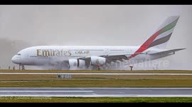 Foggy Manchester Airport takeoffs and landings