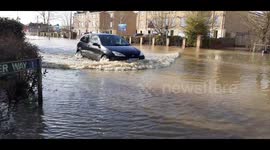Storm Dennis: Car cuts out as driver ignores closed road signs on flooded Staffordshire road