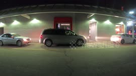 Fast food drive through hyper lapse at night in Markham Canada with with cars being served at a rate of one a minute