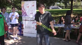 University of Toronto student demonstrates professional competitive YO-YO on campus during frosh week