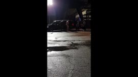 Rapper Stormzy seen leaving the Brit Awards with help from security