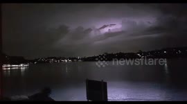 Sydney sky lit up by raging lightning storm