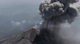 Drone footage captures stunning eruption of Fuego volcano in Guatemala
