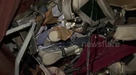 Several injured and 20 killed after bus collides with truck in south India