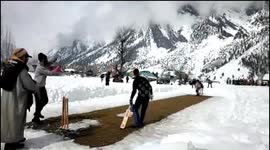 Blizzard conditions don't stop play for these 'snow cricketers' in north India