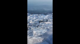 Ice comes in on the shore