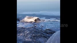 This is what thousands of ice shards washing up on Minnesota's shore sounds like