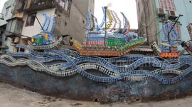 10,000 used plastic bottles are used as art, not trash, in Vietnam