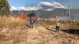 Brush Wild Fire is controlled by firefighters in Chiapas