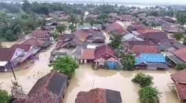 Hundreds of homes affected by floods in Karawang region of Indonesia