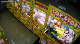 Cat caught on CCTV trying to 'steal' cuddly toy from claw grabber arcade machine