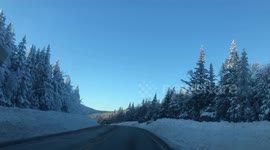 Driving on the Kancamagus Highway in New Hampshire (-3°F)