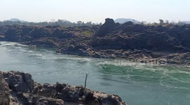 Breathtaking scenery at waterfall in Laos