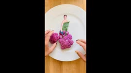 Tiktok Food Stylist Creates Vegan Dress for Natalie Portman using Purple Cauliflower