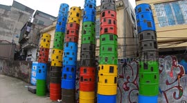 Street art made from recycled material goes on display in Vietnam