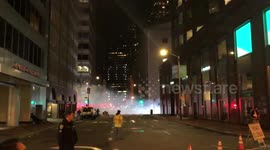 Multiple stunt helicopters flying through downtown San Francisco (Matrix 4 filming)