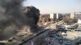 Fire breaks out near railway station in Varna, Bulgaria
