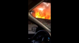 Major fire at new apartment building next to the I-90 in Rocky River, US