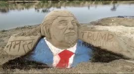 Trump welcome by indian sand artist