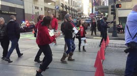 Climate protesters block downtown Seattle street outside JPMorgan Chase