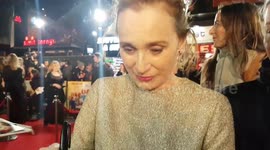 Kristin Scott Thomas and Sharon Horgan stop to sign autographs at 'Military Wives' film premiere
