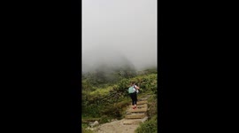Footage of clouds on Mount Pele volcano