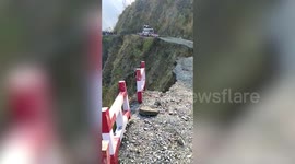High mountain road collapses during rains, cutting off 80 villages in north India