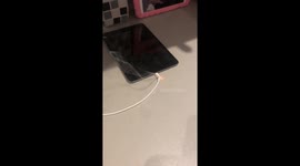 Shocking moment iPad charger sets alight in UK home