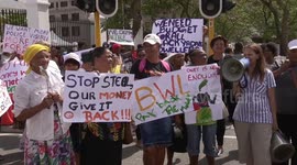 Female activists in Cape Town protest that the budget isn't 'drawn up with females in mind'