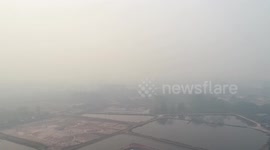 Aerial footage shows thick clouds of air pollution choking parts of Thailand