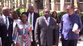 Protests outside parliament ahead of South African finance minister budget speech