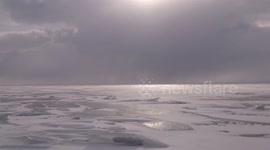 The sound of melting ice cracking on this Russian lake is very satisfying