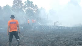 Firefighters tackle land and forest fires in Indonesia