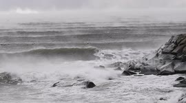 Amazing slow-motion surf during winter storm off the coast of New York