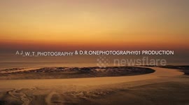 Amazing sun rise on cleethorpes beach,Drone footage Lincolnshire