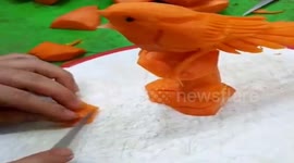 Vietnamese man sculpts carrot into intricate 'bird artwork' with ease