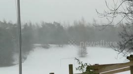 Heavy snow in the village of Cumbria