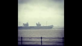 HMS Prince Of Wales cruises into Liverpool