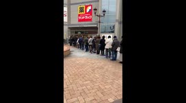 Hundreds of locals in Japan queue up 'every day' to purchase face masks amid COVID-19 outbreak