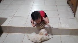 Heartwarming brotherly love between medically challenged boy and his dog in Ecuador while quarantined