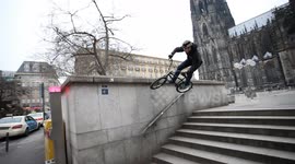 BMX Bike Athlete rides down a Wall!
