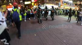 Riot police chase and make an arrest in Mongkok