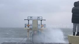 Storm Jorge: Locals and tourists brave red warning in Blackrock, Galway