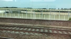 Entering the Channel Tunnel at Calais on the Eurostar e320 Siemens Velaro EMU British Rail Class 374